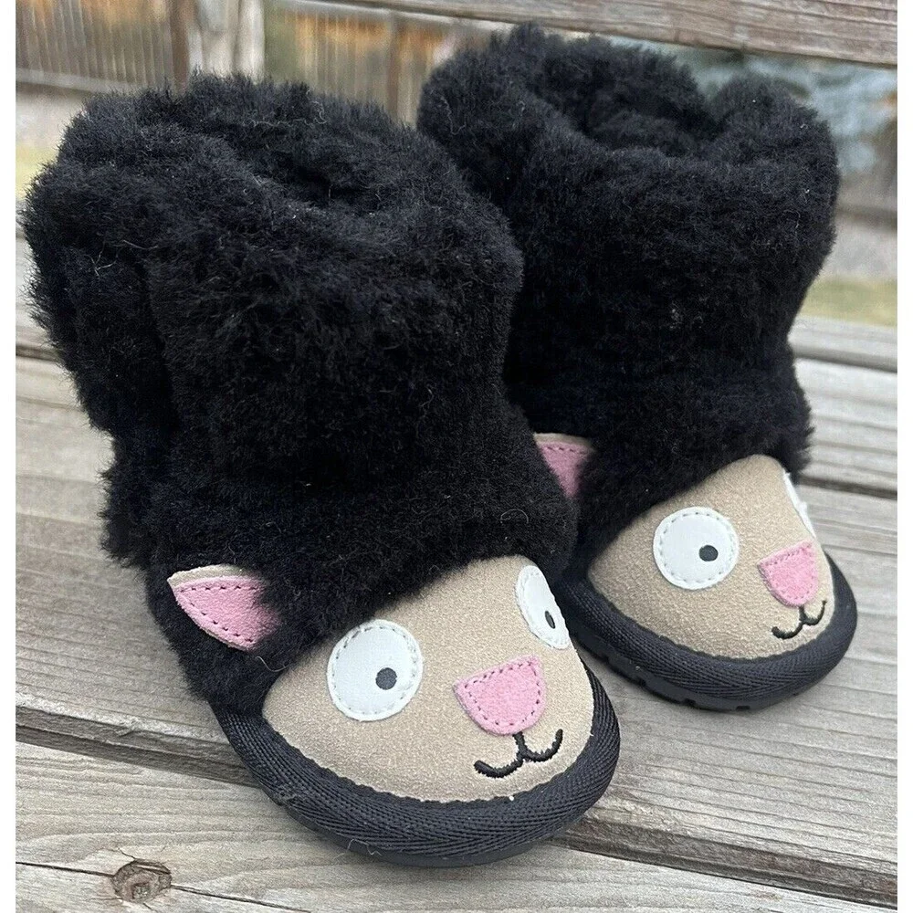 Nice! EMU Australia Lamb Walker Infant 6-12 Month Merino Wool Boots - Black